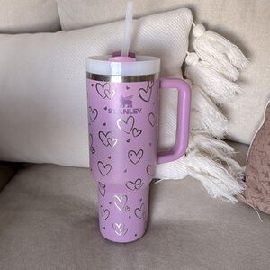 40oz engraved purple Stanley with straw